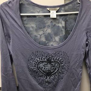 Parasuco Denim Legend Top. Size M. Mauve with lace back. NWOT.